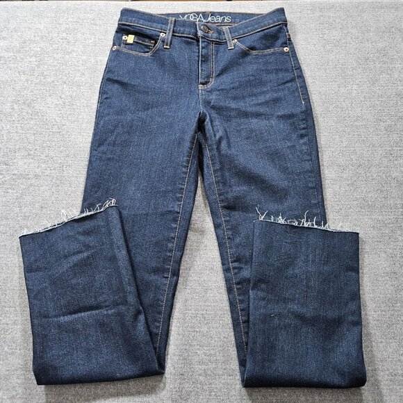 Yoga Jeans Womens Jeans 27/ US 4 Indigo Stretch Mid Rise Raw Hem SWP-1158 SECOND - Picture 8 of 14